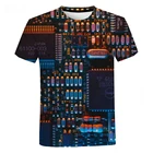 Летняя футболка в стиле хип-хоп с электронным принтом для мужчин и женщин, объемная футболка большого размера с машинным принтом, быстросохнущая футболка в стиле Харадзюку, 2021