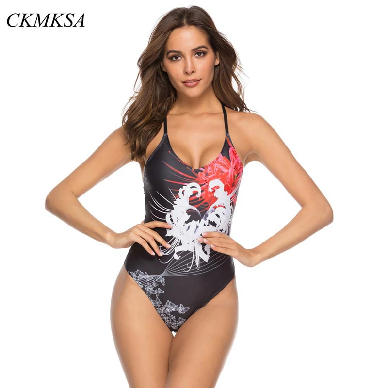 2019 слитный купальник с принтом винтажный Ретро Цветочный глубокий v образный