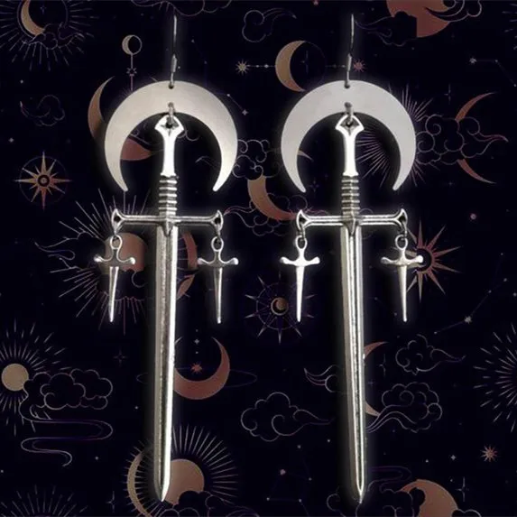 Минималистские наручные часы с меч серьги кинжалом готический костюм ведьмы