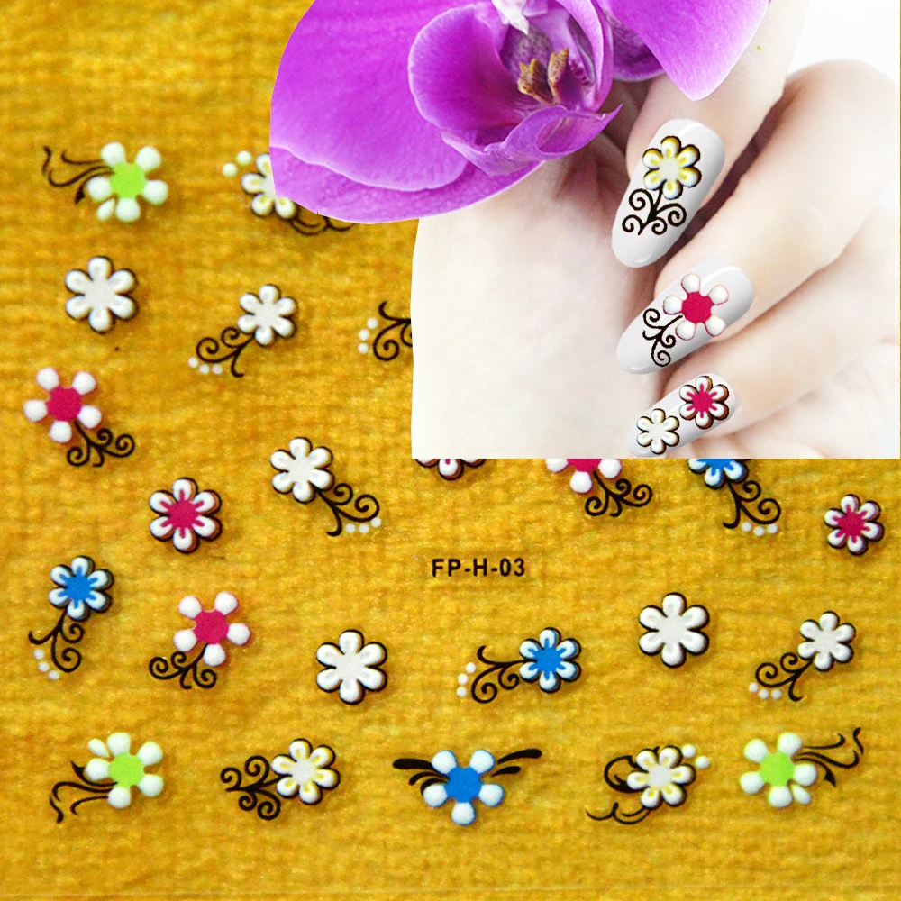 

Floral Sticky Stickers Colorful Flowers Rhinestone Sticker Nail Stickers Decals 3d Nail Art Stickers Nail Seal All For Manicure