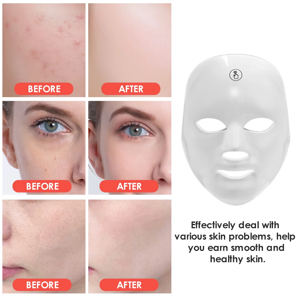 

7 Colors Facial LED Mask LED Photon Therapy Beauty Mask Skin Rejuvenation Lifting Dark Spot Cleaner Device USB Rechargeable