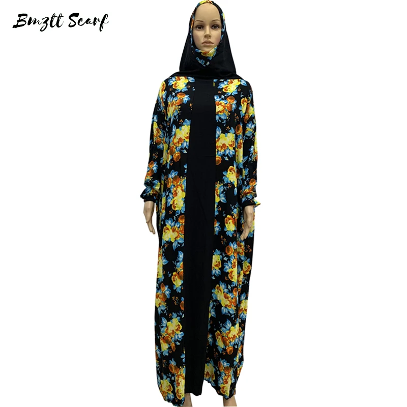 

Long Sleeve Bohemian Traditional Print Loose Dress Winter African Fashion Women's Robe With Inner Dress BDD-26