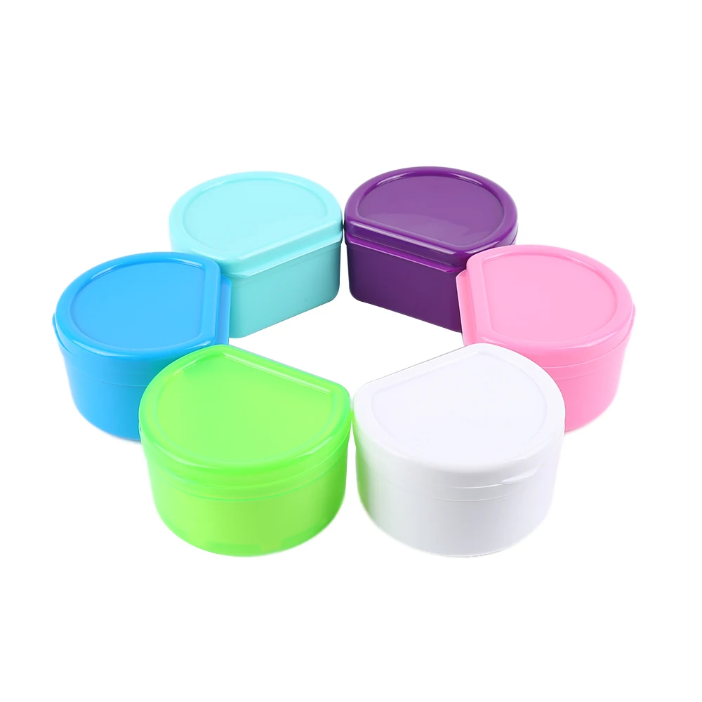 

1 Pcs Denture Bath Box Cleaning Teeth Case Dental False Teeth Storage Box With Hanging Net Container Denture Boxs Random Colors