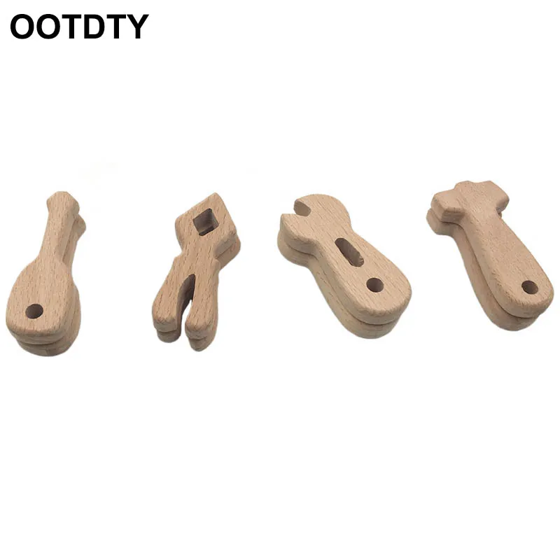 Juego de juguetes de madera para beb&eacute;, pulsera de haya para ni&ntilde;os, llave n&oacute;rdica creativa, forma de herramienta, juguetes para masticar la dentici&oacute;n, 1 Juego-0