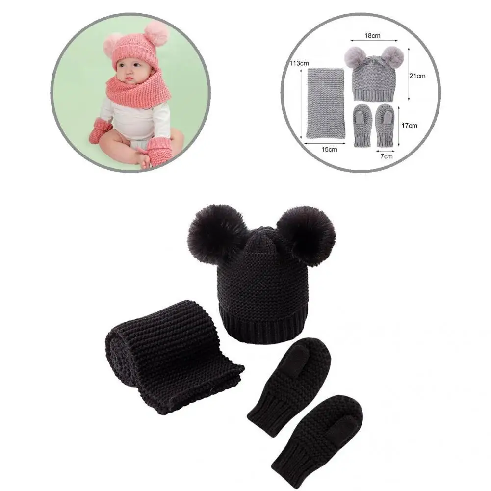 

High Quality Cap Neckcloth Mittens Stretchy Light Weight Winter Hat Scarf Warm Cap Scarf Mittens 1 Set