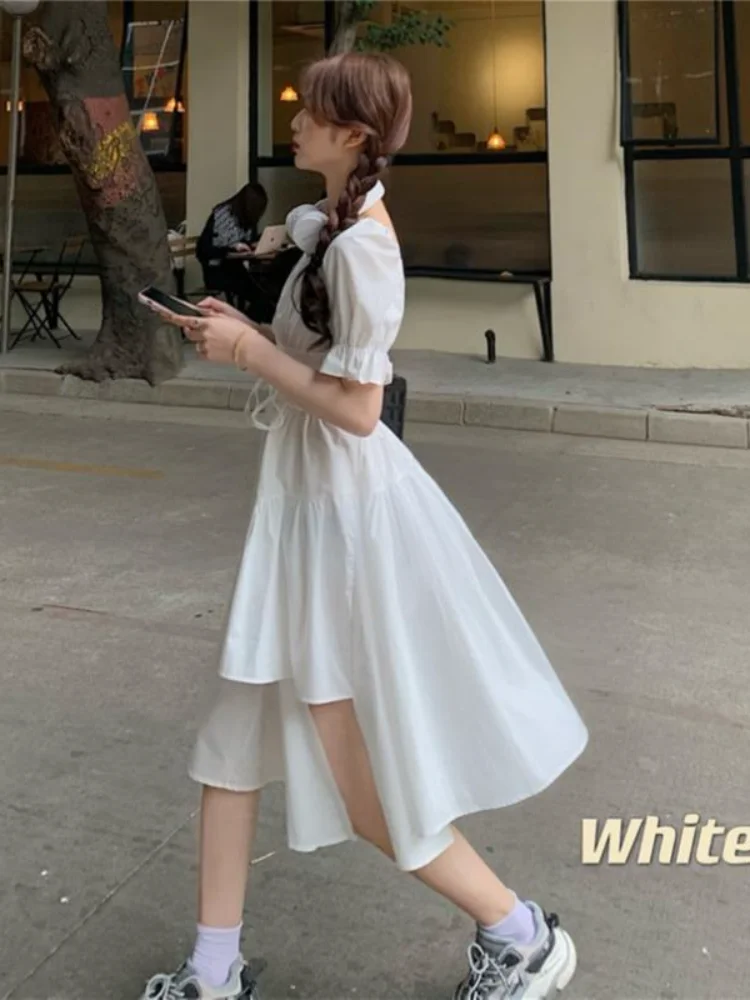 

Summer sexy irregular dress female Harajuku gothic retro dress elegant pure color butterfly sleeves