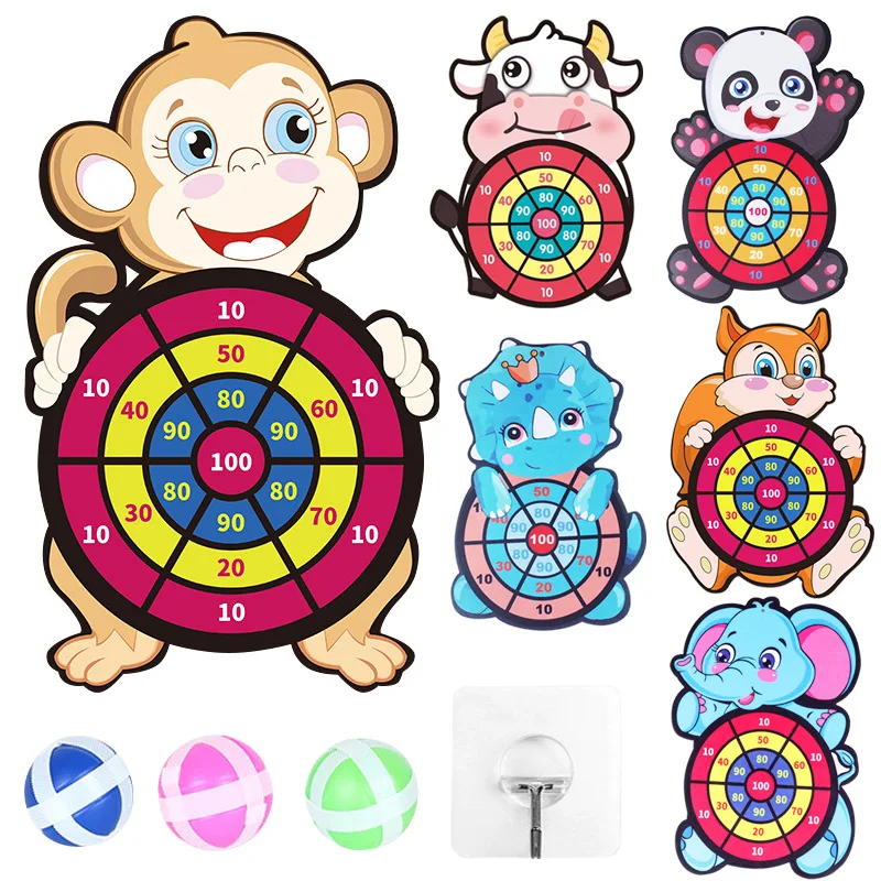 

BB Indoor Outdoor Montessori Toys for Girls Boys 2 3 4 5 6 Years Old Cartoon Target Throwing Ball Dart Board Game Children Toys