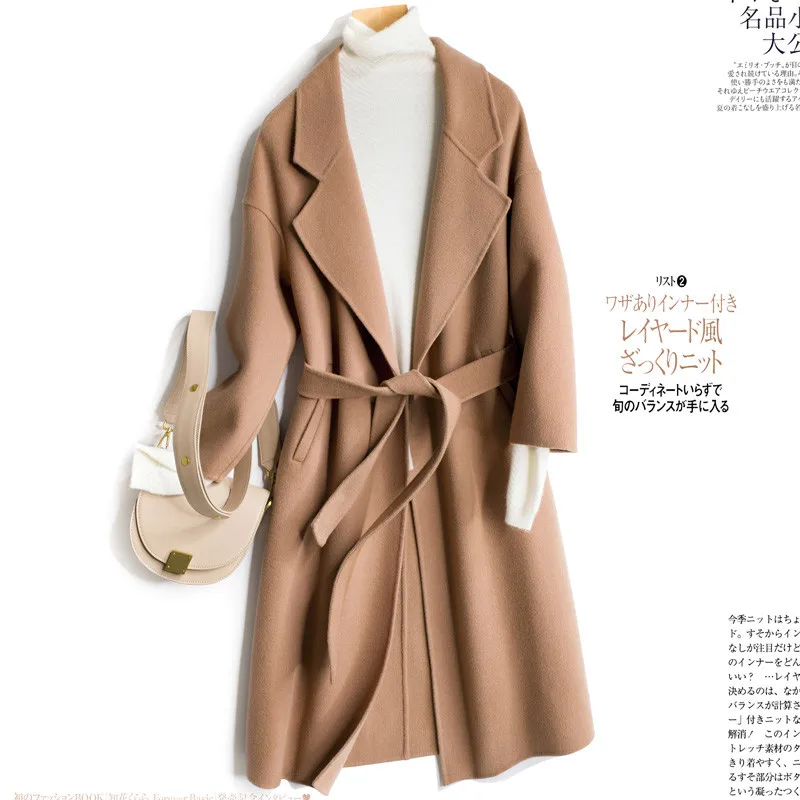 Осень зима 2019 новое женское двухстороннее шерстяное пальто Модное Длинное