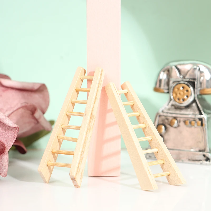 

1:12 Dollhouse Miniature Furniture Wooden Ladder Stairs Fairy Door Home Decor