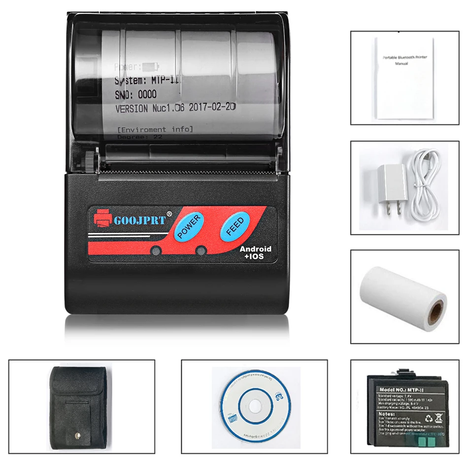 Портативный термопринтер с bluetooth и чеками 58 мм для Android/iOS/Windows|receipt printer|thermal receipt