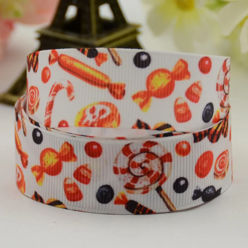 

25 38mm 100yards Hallowmas Cartoon Grosgrain Printed Colorful Candy Cakes Ribbon - Bows Handmade Materials Party Decoration