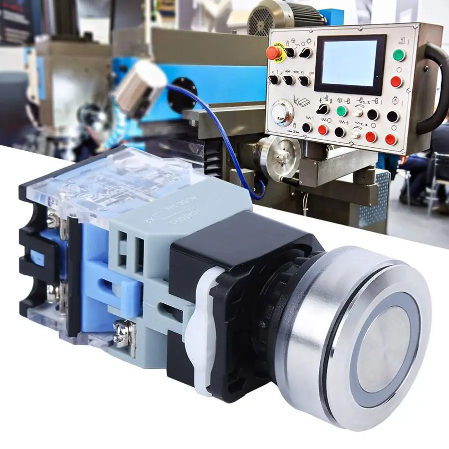 AC/DC24V промышленный кнопочный переключатель с синим светильник 30 мм Диаметр