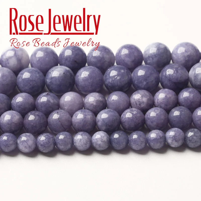 

Natural Purple Angelite Stone Beads Round Loose Purple Jades Beads For Jewelry Making Diy Bracelet Accessories 4 6 8 10 12mm15"