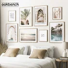 Настенный плакат с изображением пляжа, моря, пальмового листа, сада, художественный принт, Исламская Картина на холсте, настенные картины в скандинавском стиле для гостиной, домашний декор