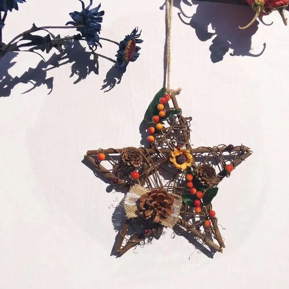 Ротанговая Звезда Венок DIY гирлянда подвесная деревенская Рождественская