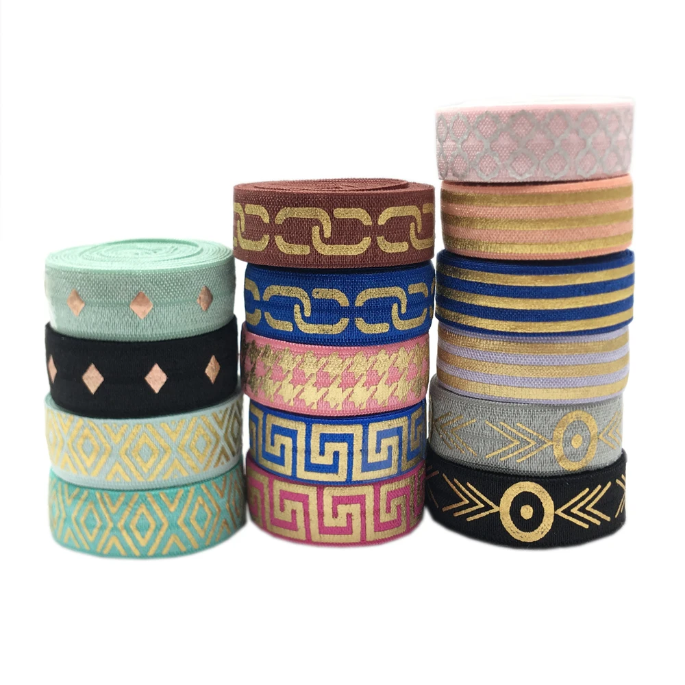 5Yard 15MM Stripe Aztec Print Elastic Band Spandex Ribbon Sewing Trim Hand Bracelet  Garment Accessories