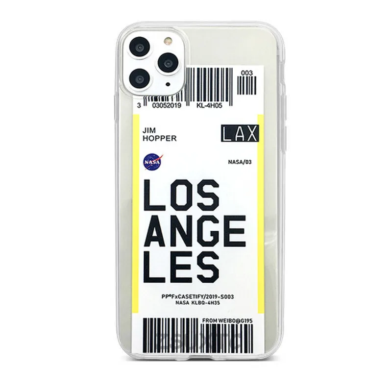 Ins дорожная этикетка страна чехол для телефона для iPhone 11Pro Max 7 8 6 6s Plus X XR XS Max летный билет письмо Мягкая силиконовая задняя крышка