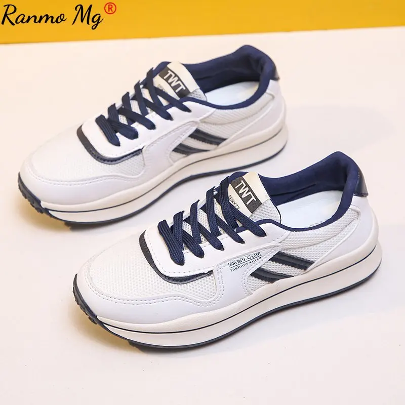 

2021 New Flats Woman Sneakers Women's Shoes Ladies Casual Breathable Female Vulcanized Shoes Lace Up Woman Comfort Walking Shoes