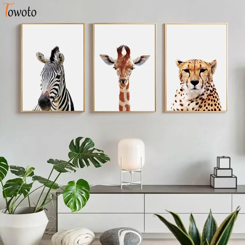 Картина на холсте с изображением диких животных жирафа зебры|Рисование и