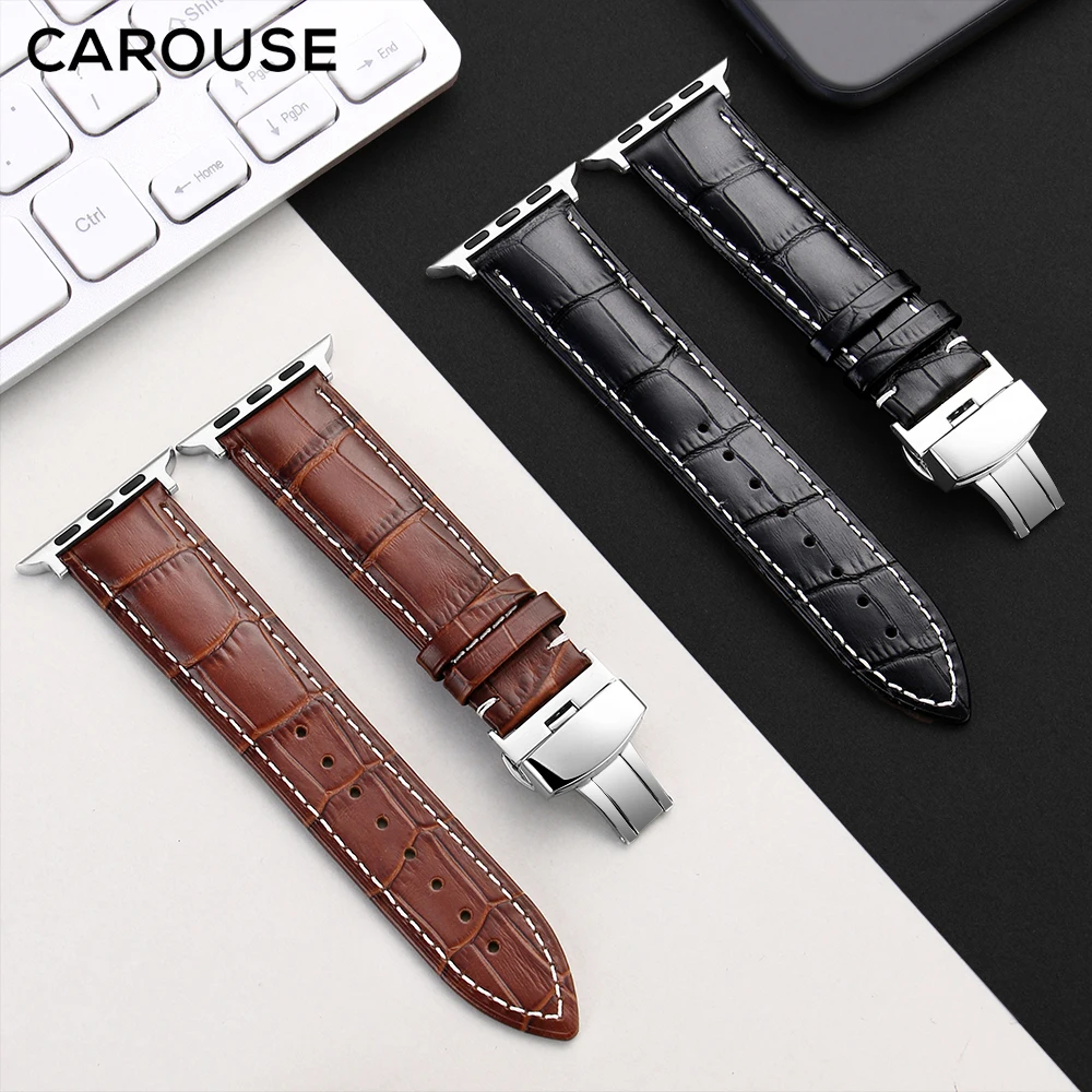 Ремешок для часов Carouse из натуральной коровьей кожи для Apple Watch, ремешок 38 мм, 42 мм, серия 4/3/2/1 iwatch, ремешок для Apple Watch, браслет 40 мм, 44 мм