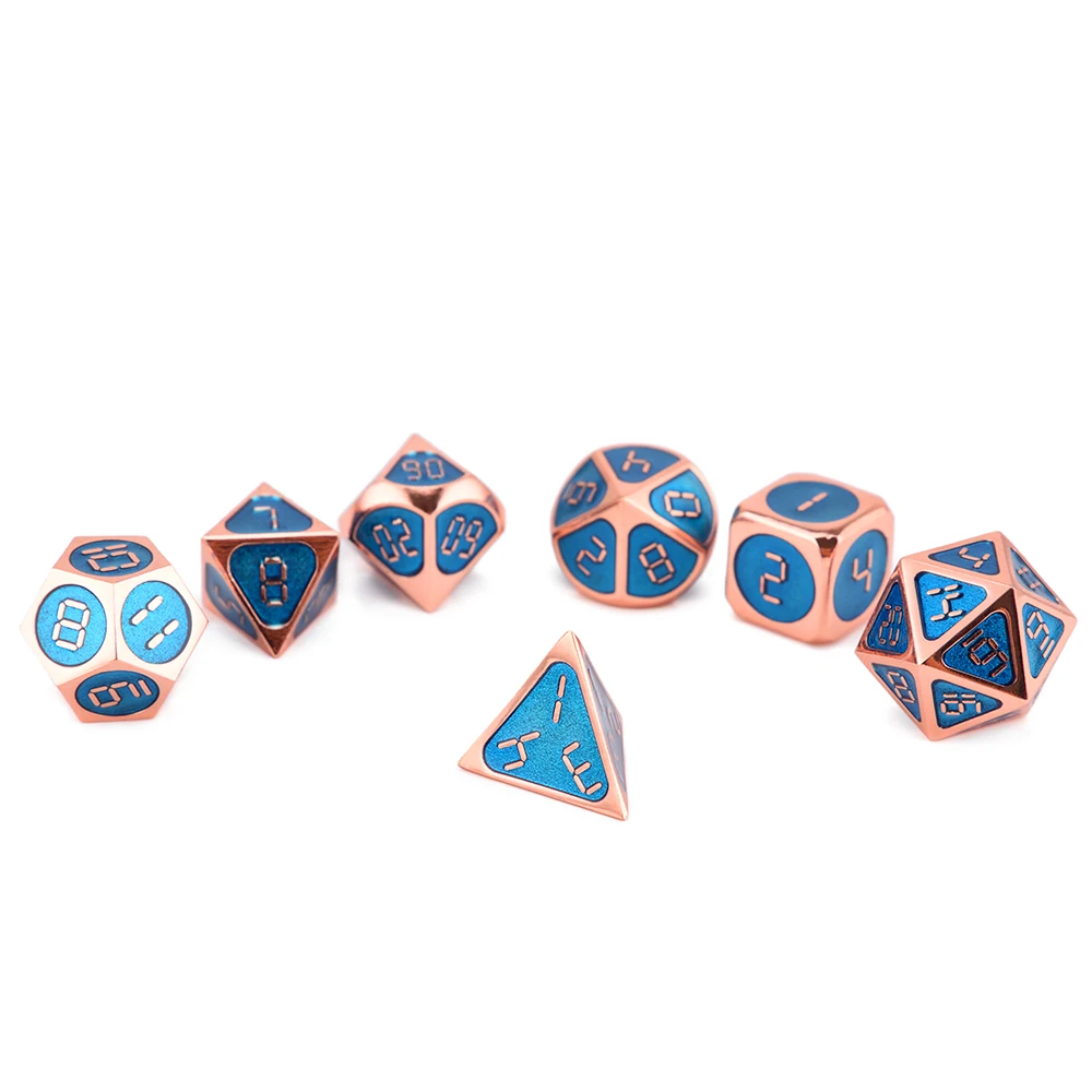 Цифровые металлические кубики с мягким шнурком для настольных игр DnD D4 D6 D8 D10 D% D12 D20