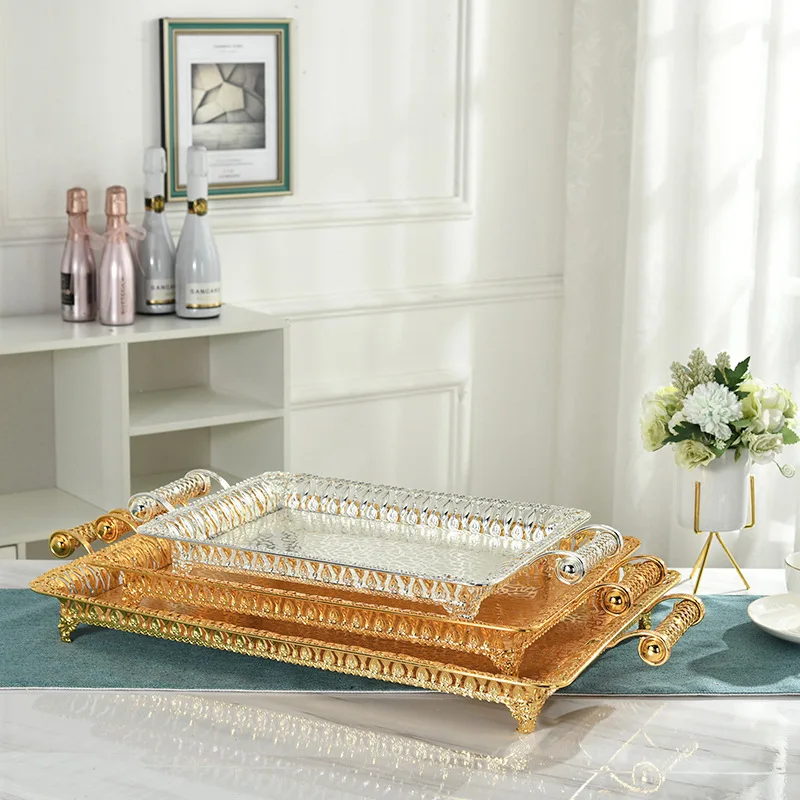 

Trays Decorative Fruit Tray Gifts Silver Alloy Large and Small Serving Blank Metal Rolling Trays Decorative Trays Serving Tray