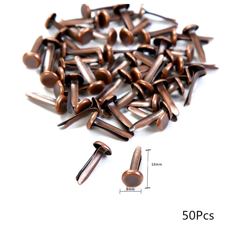 Bronze Brads 50/100 шт. Металлические ремесла крепеж Brads самодельная открытка делая детей скрапбукинга Embellissement материалы украшения для ногтей украшения искусства - Цвет: Bronze Brads
