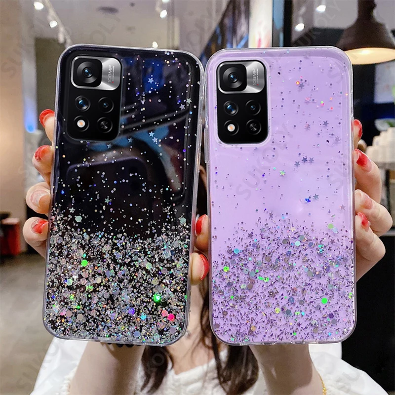 for xiaomi mi 11 10t pro 11 lite 5g ne poco x3 m3 pro f3 m4 pro 5g redmi note 10 11 pro 11s glitter bling soft phone case cover free global shipping
