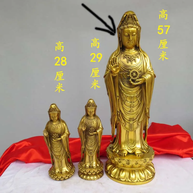 

Large Southeast Asia Nanhai Guanyin brass buddha Home temple Shrine Effective protection safety healthy bring Good luck money