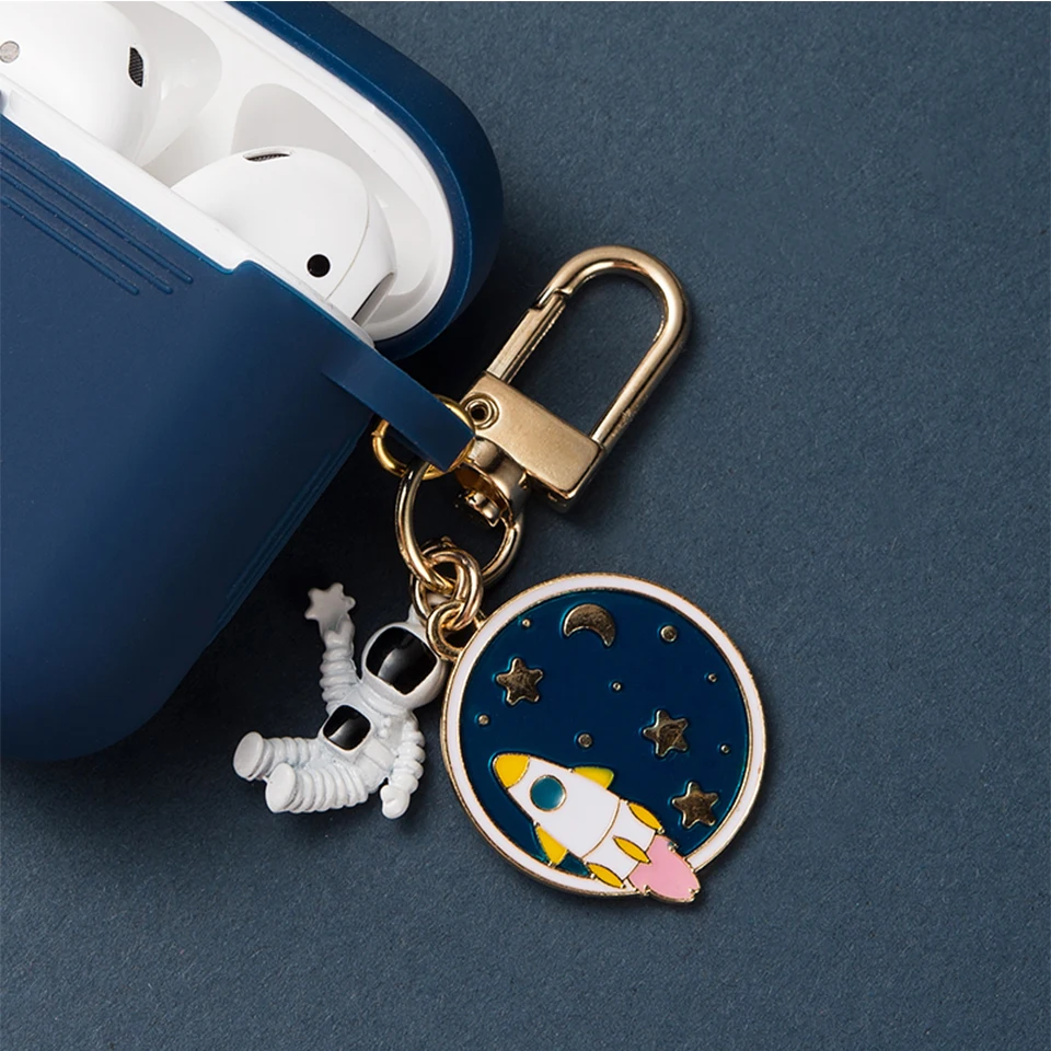 Силиконовый чехол с космическим космонавтом для Apple Airpods 1, 2, аксессуары, защитный чехол, сумка, чехол для наушников, брелок для ключей
