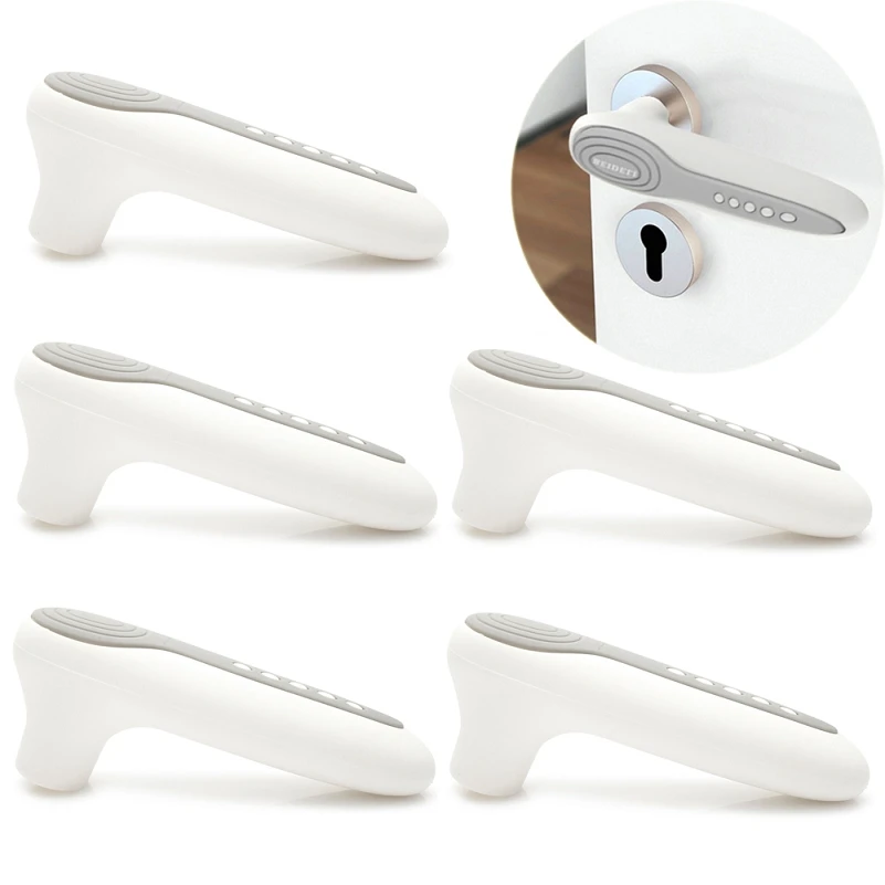 

5 Pcs Door Handle Glove, Door Handle Protector Guard, Anti-Static, Crash Proof, Food Grade Silicone Safety Equipment (Gray)