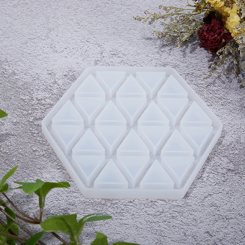 

Coaster Molds Striped Triangles Hollow Casting DIY Cement Tray Mold Hexagon Shaped Resin Epoxy Mold Silicone Cup Concrete