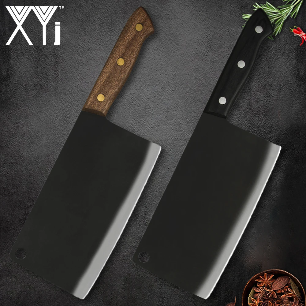 

XYj Stainless Steel Chopping 7.5'' INCH Cleaver Butcher Full Tang Knife Bone Cutter Chinese Slicer Wood Handle Cow Fish Tools