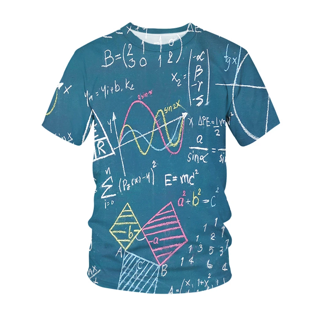 

Мужская летняя футболка с 3D-принтом математического уравнения подходит для мужчин и женщин топы рождественские подарки 2021 для детей