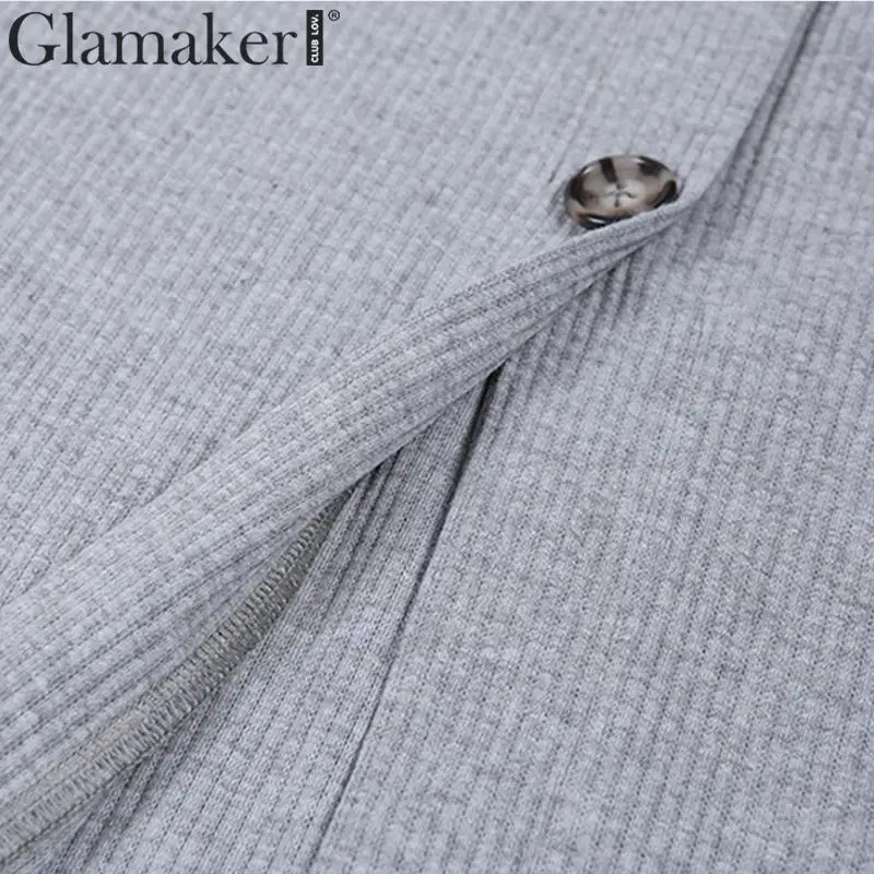 Glamaker вязаный костюм из двух частей сексуальное платье зимнее женское с v-образным вырезом элегантное платье миди осенние вечерние Клубные платья с длинным рукавом облегающее платье