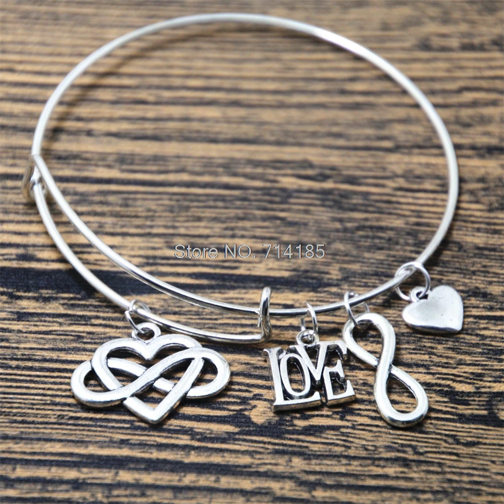 

12pcs Heart Adjustable Bangle Bracelet Gift for Her Charm Bracelet, Bangle Bracelet