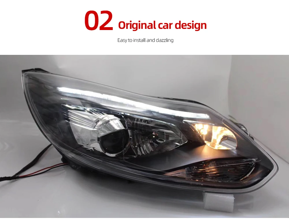 1Pair Car Styling for focus ST Style LED DRL H7 Hid Option Angel Eye Bi Xenon Beam for Ford Focus 3 LED Headlight 2012 2013