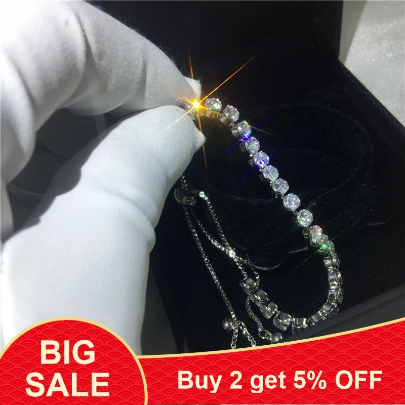 Женский Регулируемый браслет с 4 когтями мм из фианита цвета розового