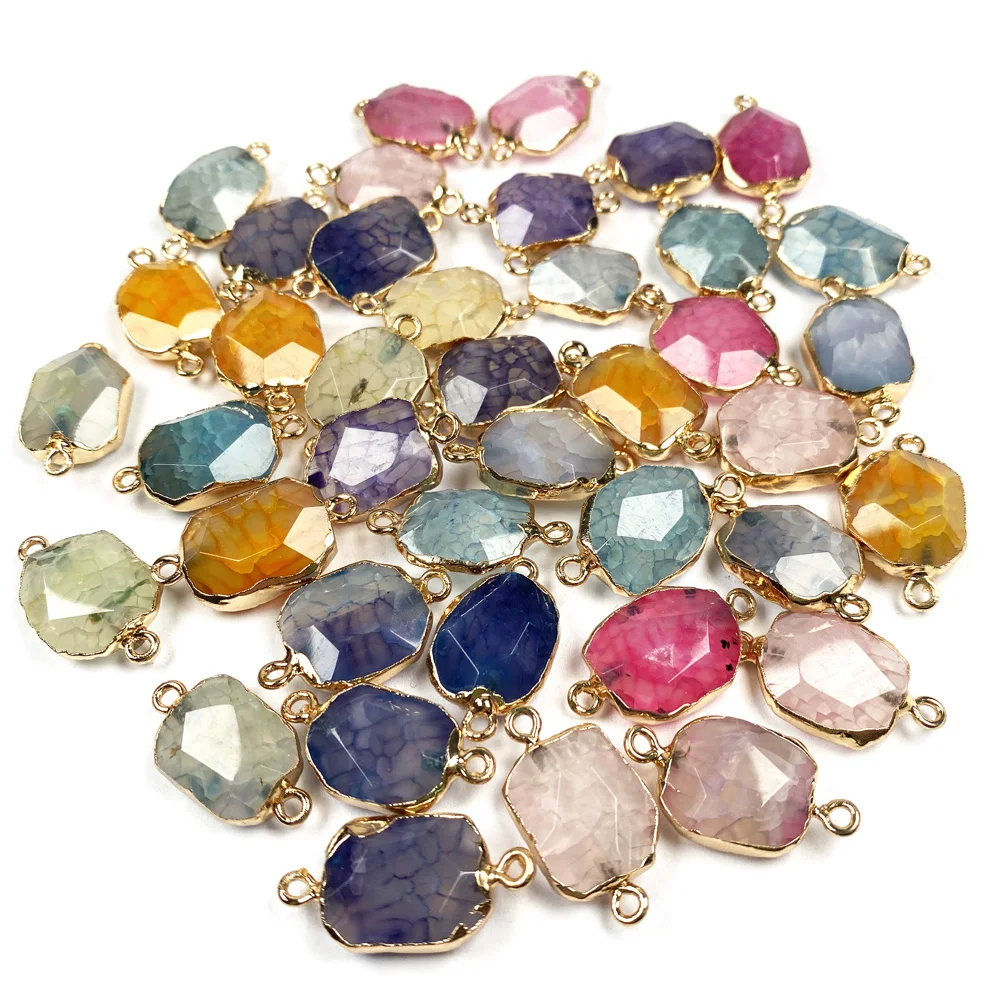 Натуральный камень в полоску агаты кулон неправильной формы Соединитель с двумя