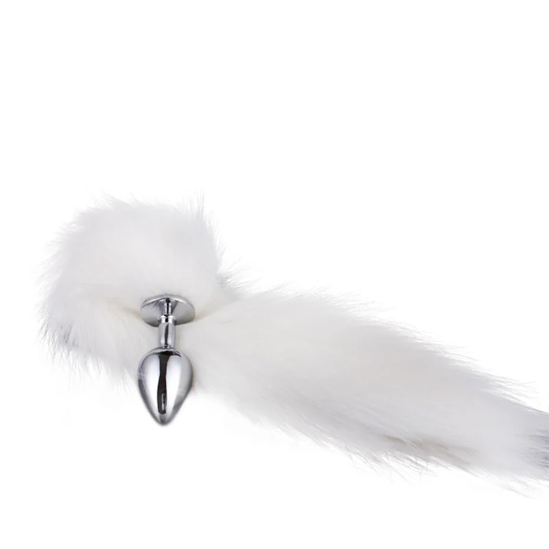 Длинный белый лисий хвост Фетиш взрослые секс игрушки Анальная пробка