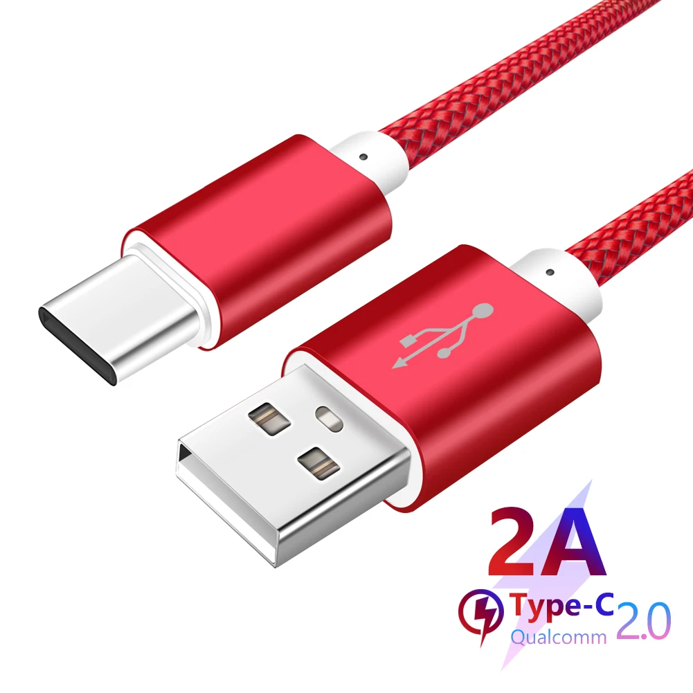 

1m 2m 3m 2A Type C Cable for iPad Pro 2021 Huawei LG USB C to USB A Charger Nylon Braided Fast Charging Sync Transfer Cables