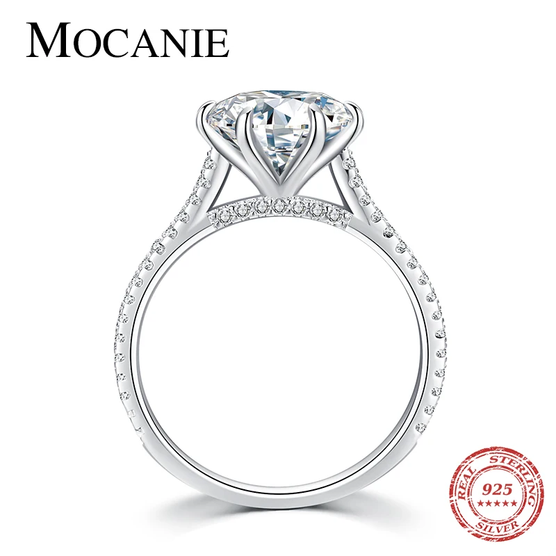 

Mocanie Top Quality 925 Sterling Silver Wedding Engagement Princess Cut Sparkling White Round Zirconia for Women Classic Jewelry