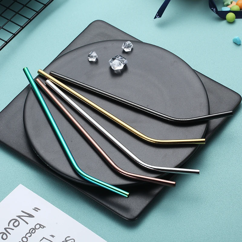 Соломинки EIMAI 100 шт./лот серебряные металлические соломинки многоразовые