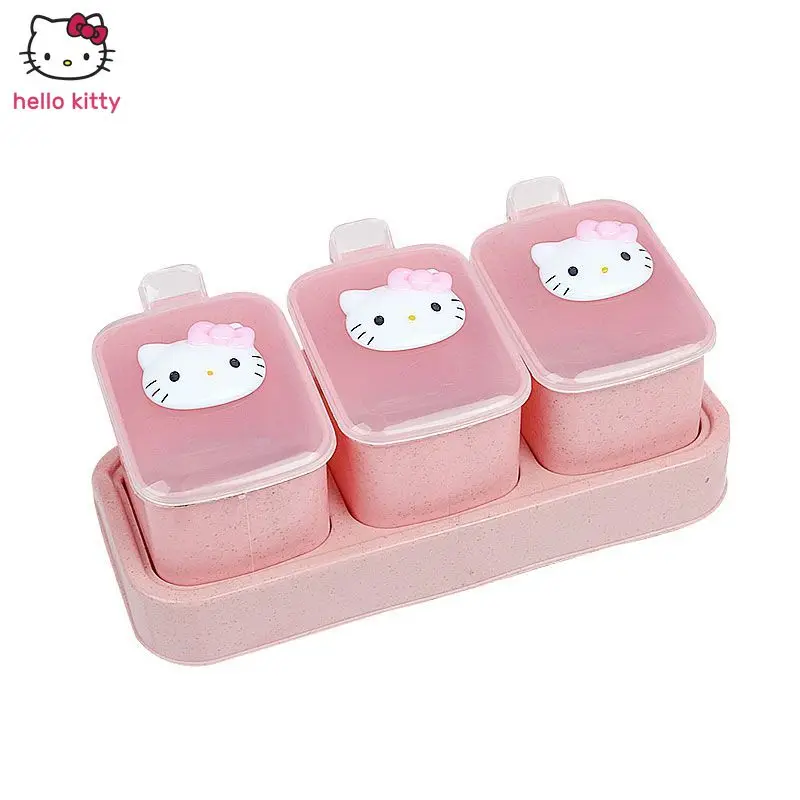 

Hello Kitty Seasoning jar box Kitchen supplies with lid seasoning box Salt shaker cute household with spoon storage box set