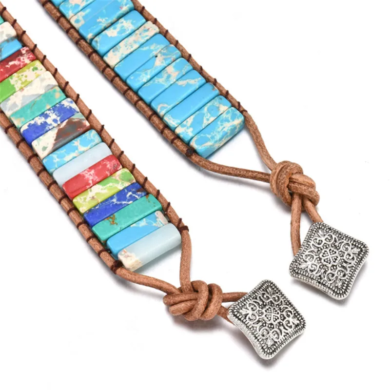 Браслет из натурального камня с 7 чакрами ручной работы браслет бусинами кожаная