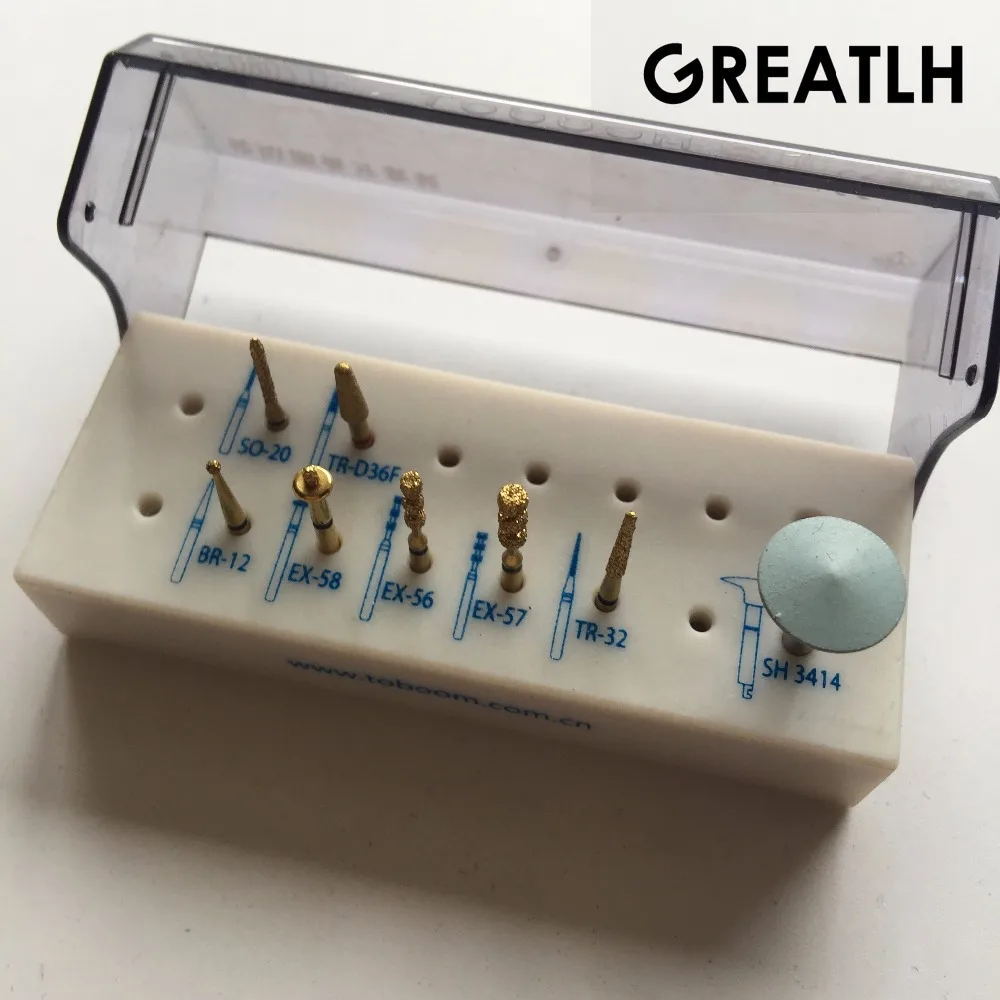 

FG0807D 8PCS/kit Dental teeth polishing drills Dental Lab burs Porcelain veneer preparation burs Kit Dental Polishing