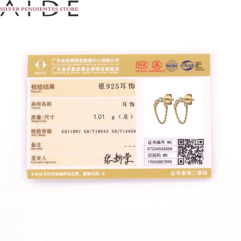

AIDE 1 Pair 925 Sterling Silver Jewelry Gifts 2020 New Stud Earrings For Women Fashion Tassel Chain Earrings Aretes De Mujer