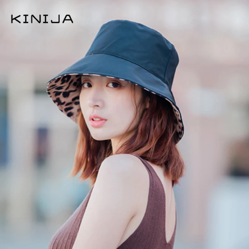 Панама женская двусторонняя с леопардовым принтом шляпа для отдыха на открытом