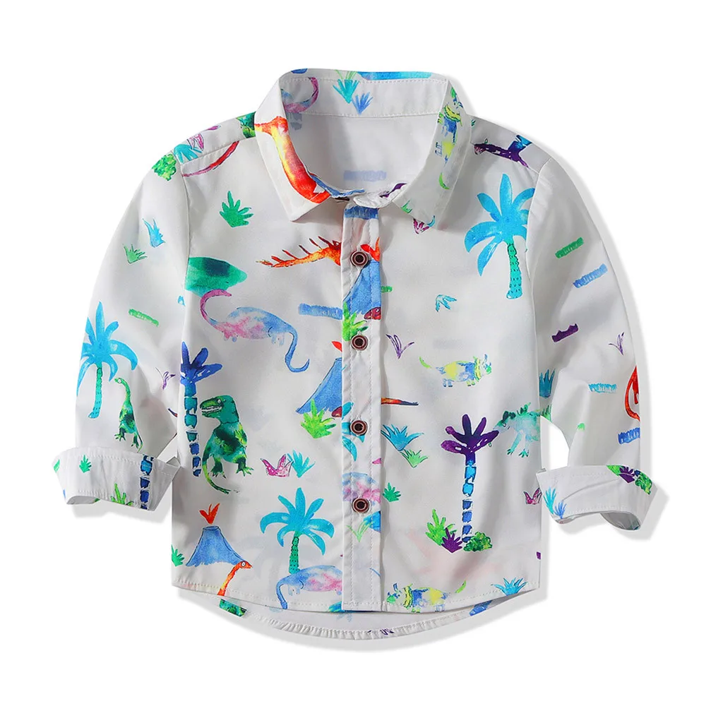 Дети для маленьких мальчиков с рисунком динозавры Печать рубашка верхняя одежда