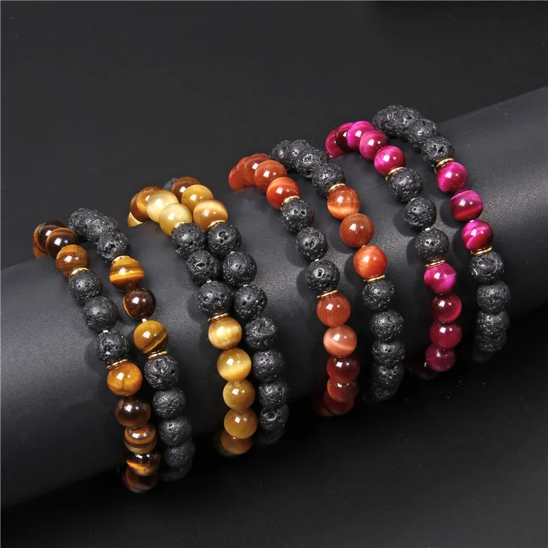 2 шт./компл. пара браслет дистанции Для мужчин женщин натуральный камень тигровый